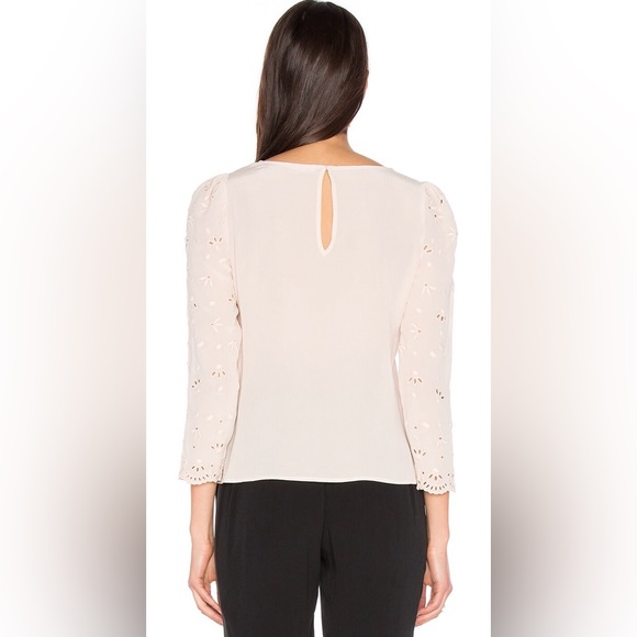 Rebecca Taylor teardrop eyelet 100% silk blouse size 2 - Picture 4 of 15
